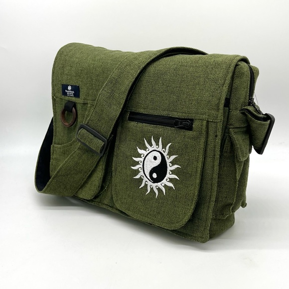 Yin Yang Embroidered Laptop Messenger Bag - Picture 5 of 15